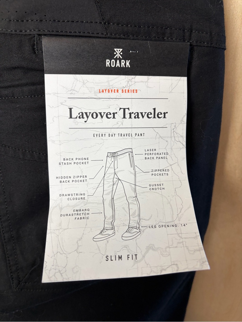 NWT $95 ROARK Men’s Layover Pro Traveler Pants in Black Waist 30 - Picture 7 of 10